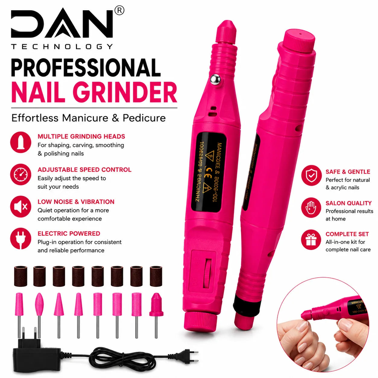 DAN TECHNOLOGY Professional Manicure & Pedicure Nail Drill