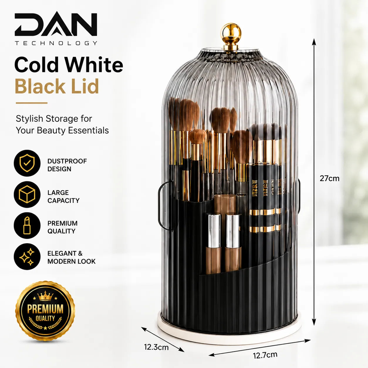 DAN TECHNOLOGY 360° Rotating Makeup Brush Organizer