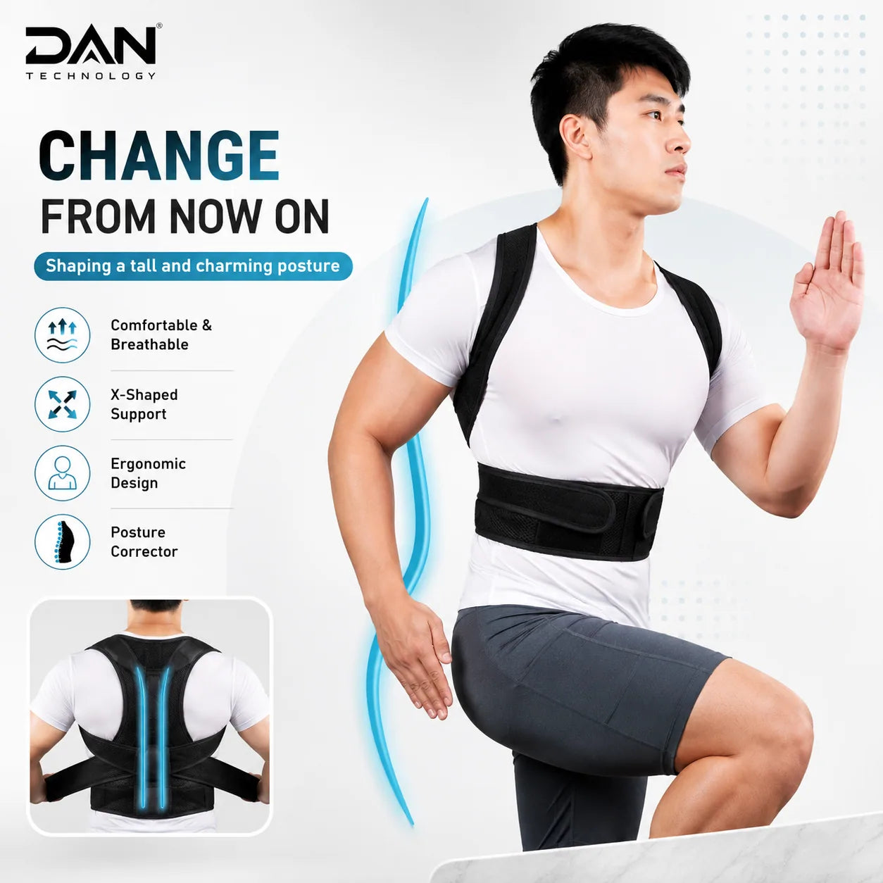 DAN TECHNOLOGY Adjustable Back & Posture Support Belt