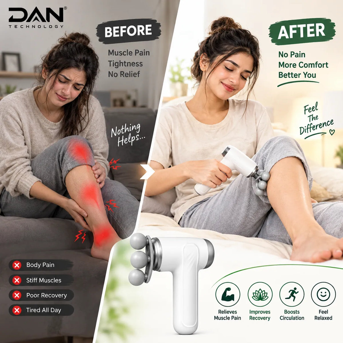 DAN TECHNOLOGY Premium 9-Head Deep Tissue Massage Gun
