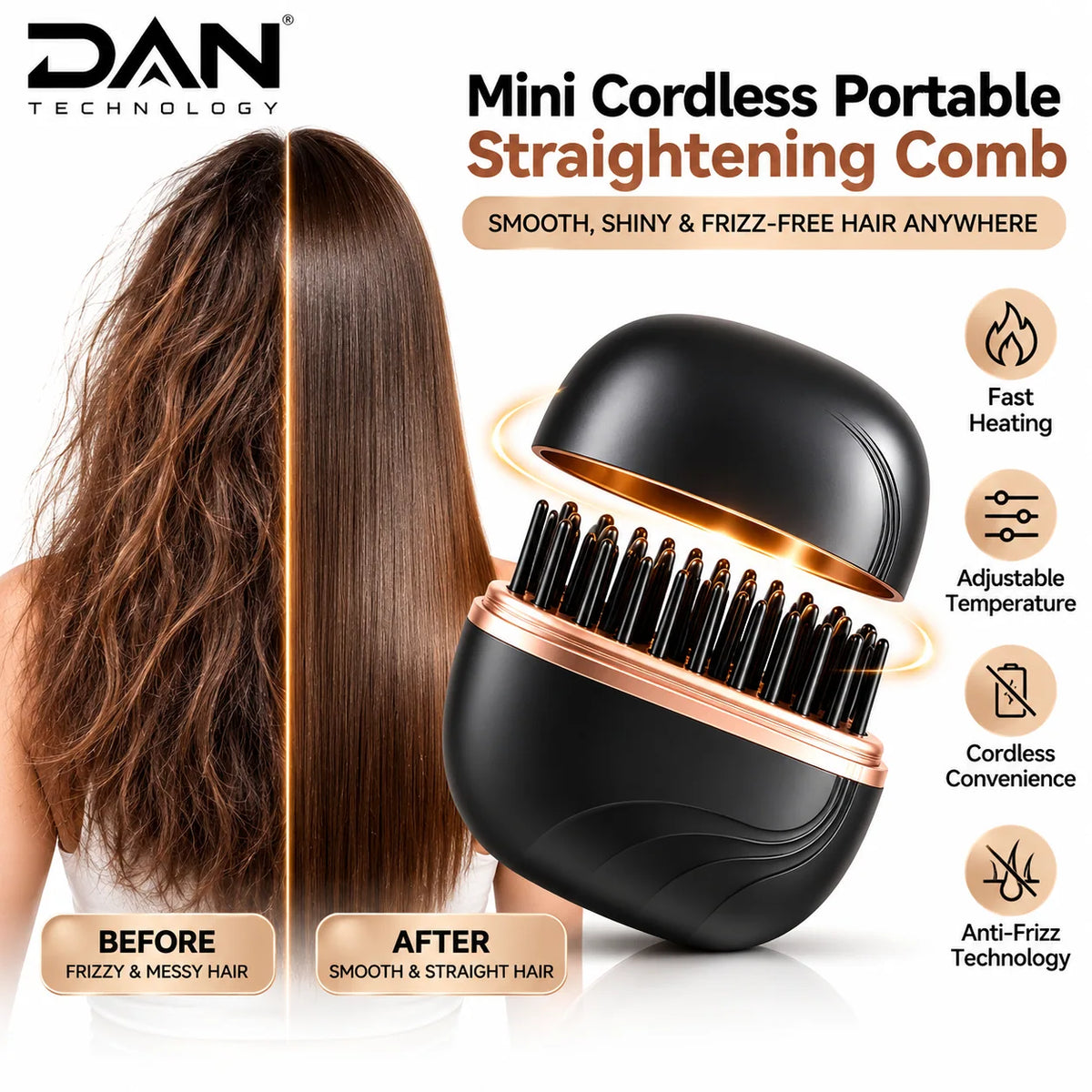 DAN TECHNOLOGY Premium Heated Hair Styling Brush