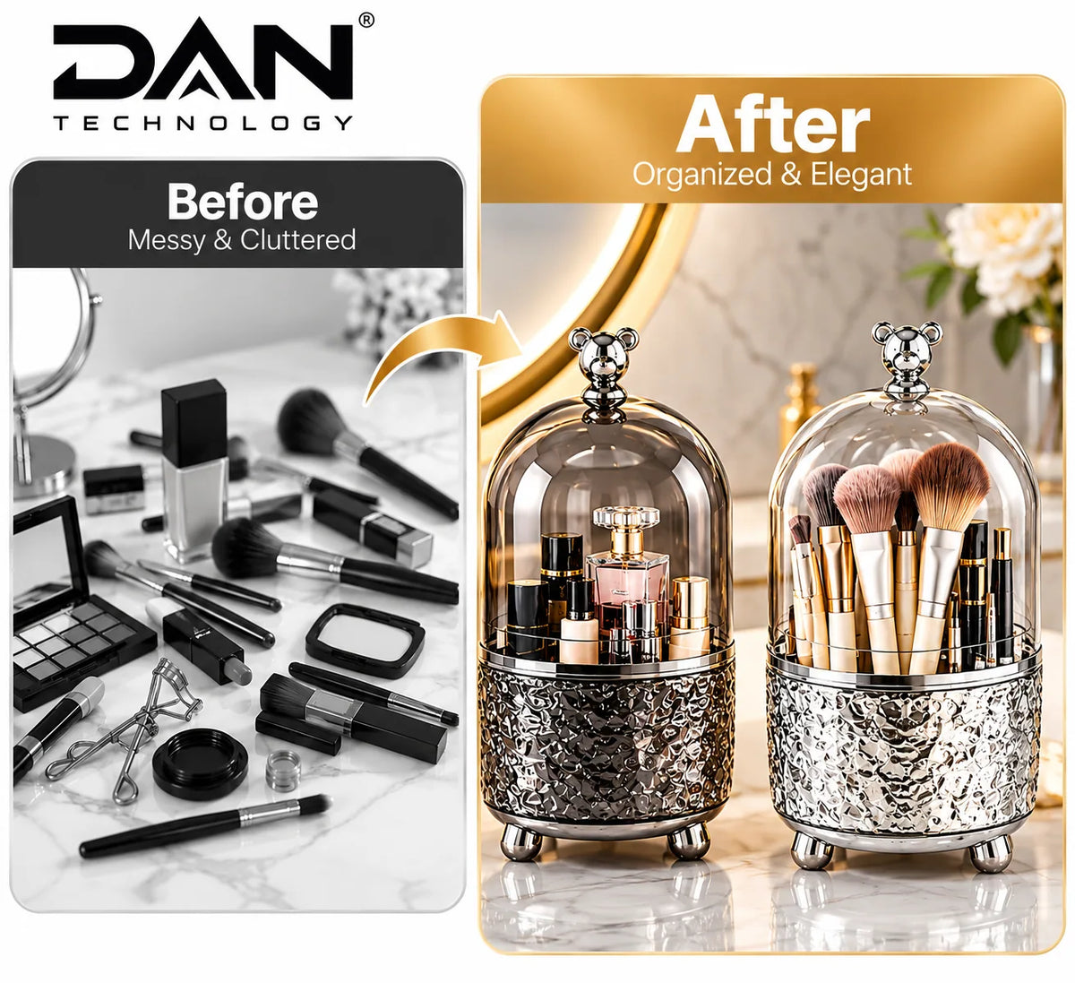DAN TECHNOLOGY Premium 6-Compartment Makeup Brush Holder