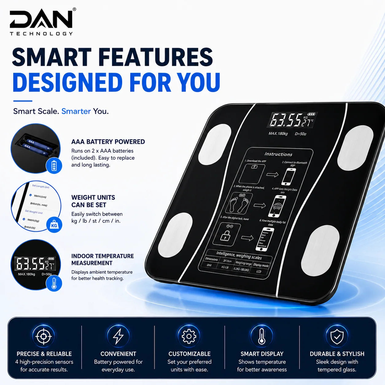 TYMO Digital Weight Scale with Temperature Sensor