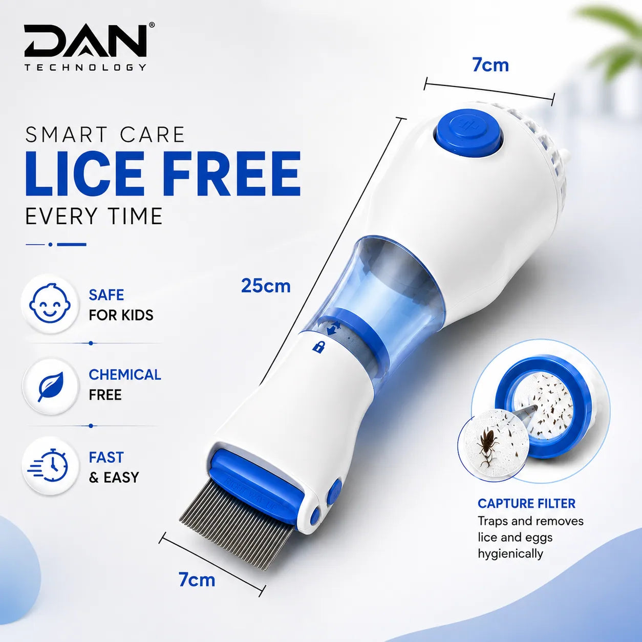 DAN TECHNOLOGY Electronic V-Comb Lice & Egg Remover