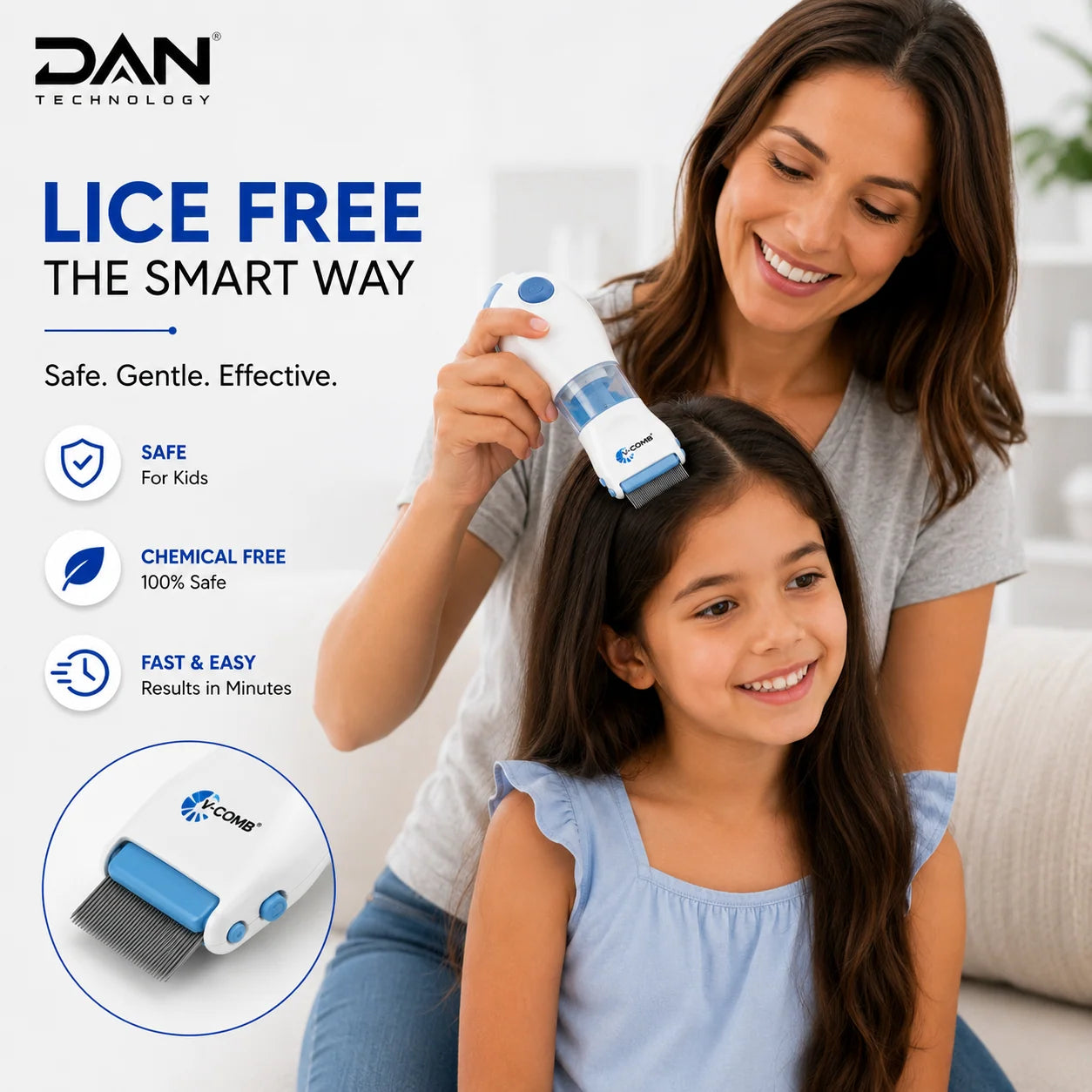 DAN TECHNOLOGY Electronic V-Comb Lice & Egg Remover