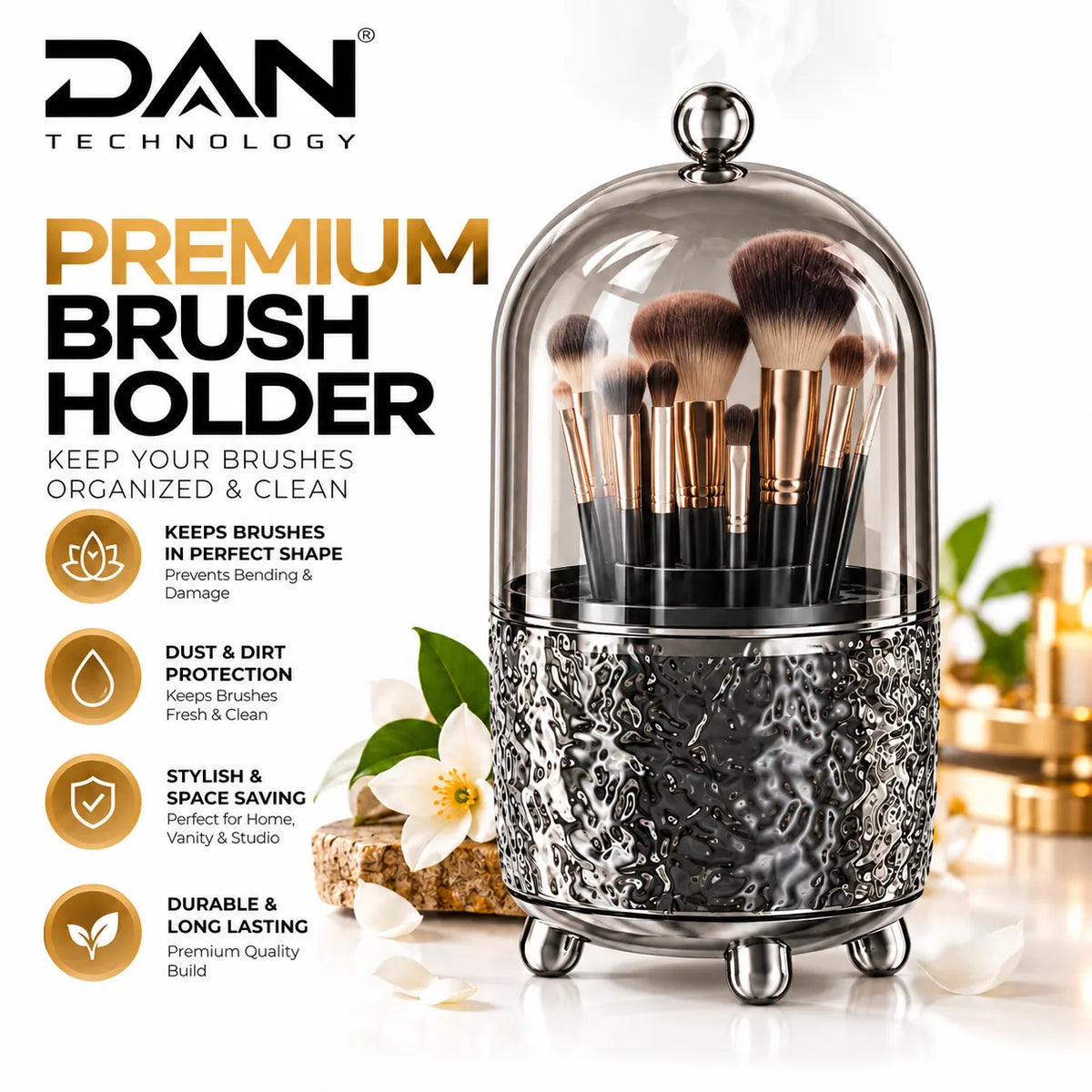 DAN TECHNOLOGY Premium 6-Compartment Makeup Brush Holder