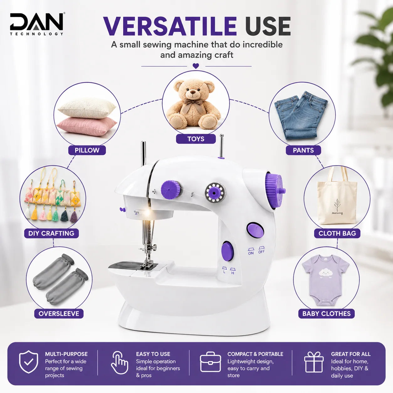 DAN TECHNOLOGY Portable Mini Electric Sewing Machine
