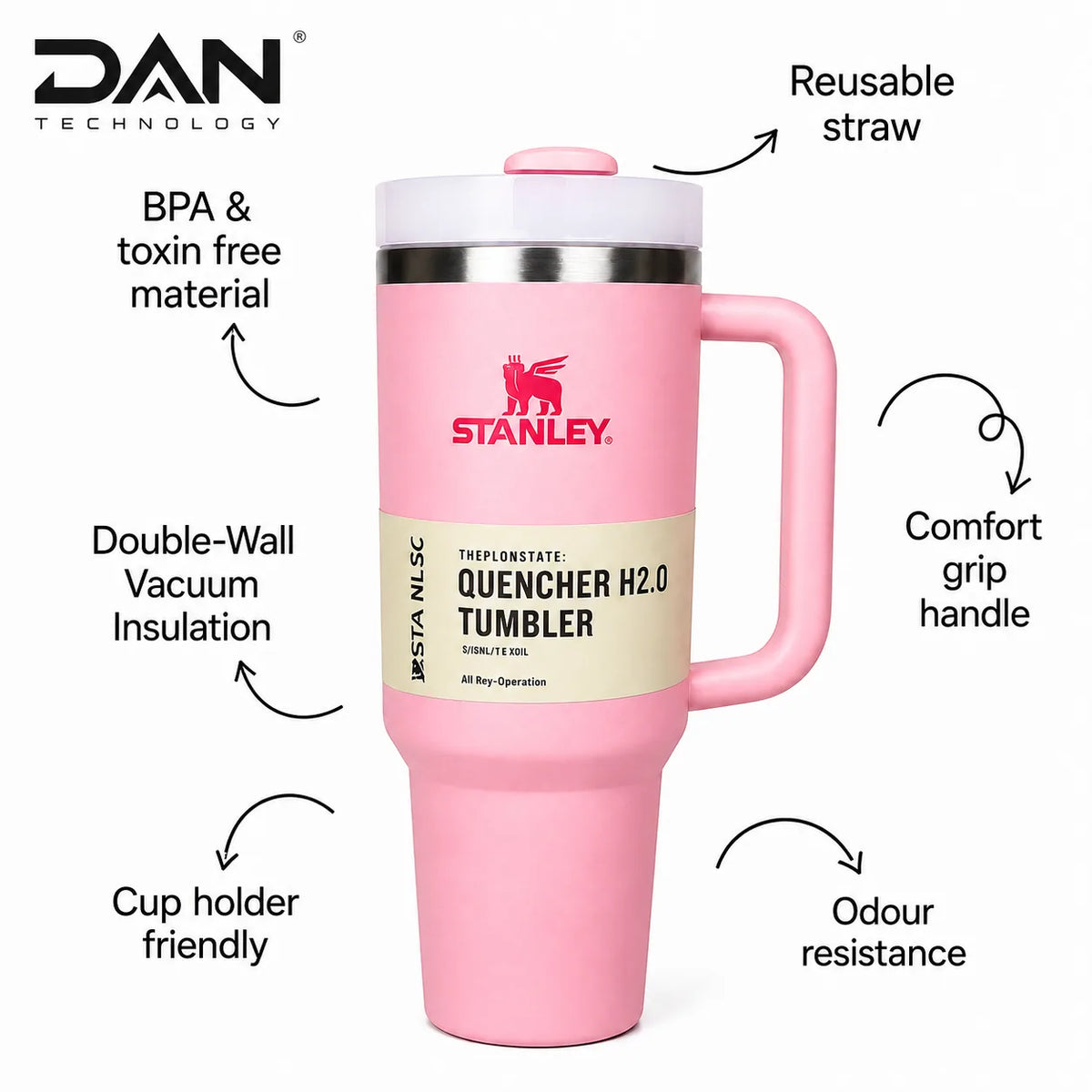 DAN TECHNOLOGY Premium 40oz Insulated Tumbler with Straw