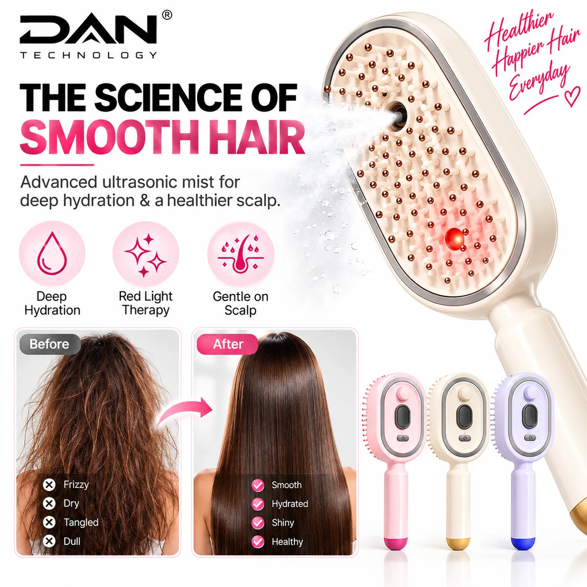 DAN TECHNOLOGY Premium Scalp Massage & Hair Oil Brush