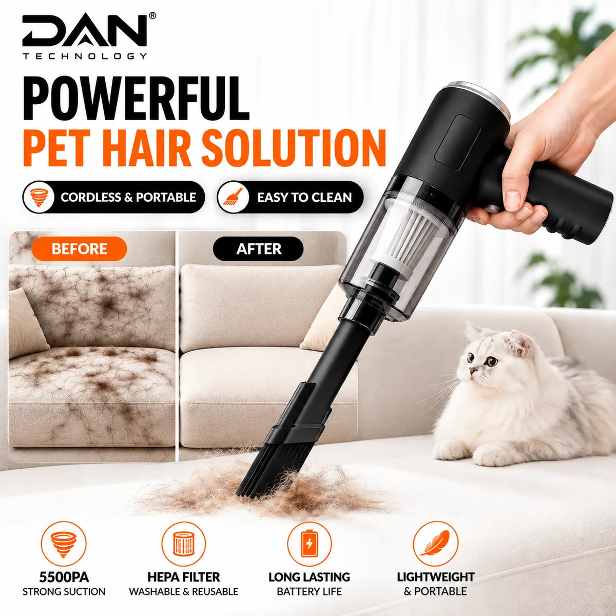 DAN TECHNOLOGY 3-in-1 Portable Mini Vacuum Cleaner