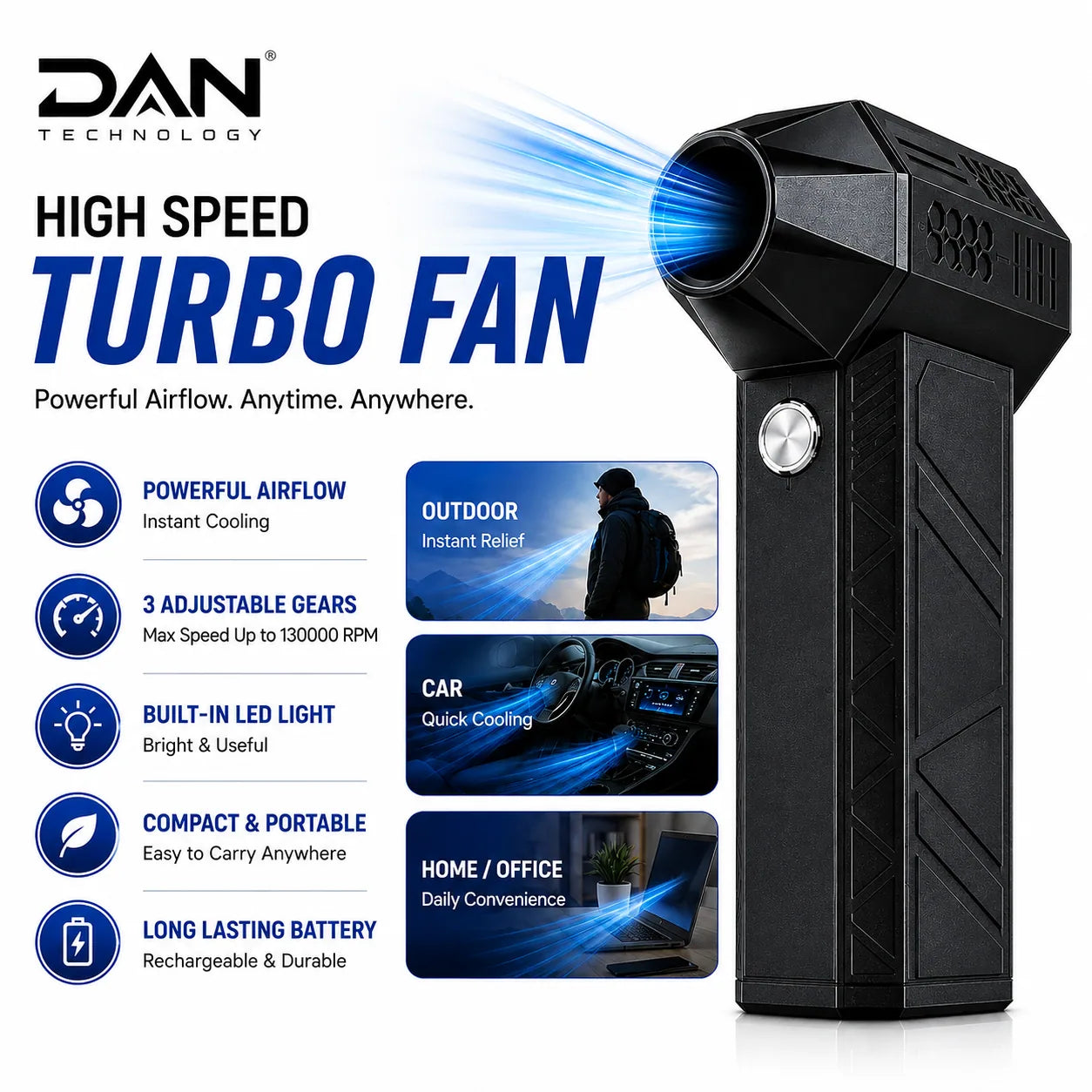 DAN TECHNOLOGY Premium Ultra-Force 130,000 RPM Jet Blower