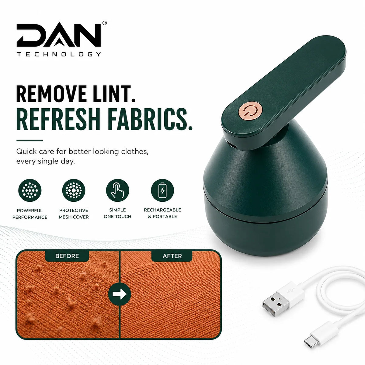 DAN TECHNOLOGY Premium Lint Remover & Fabric Shaver