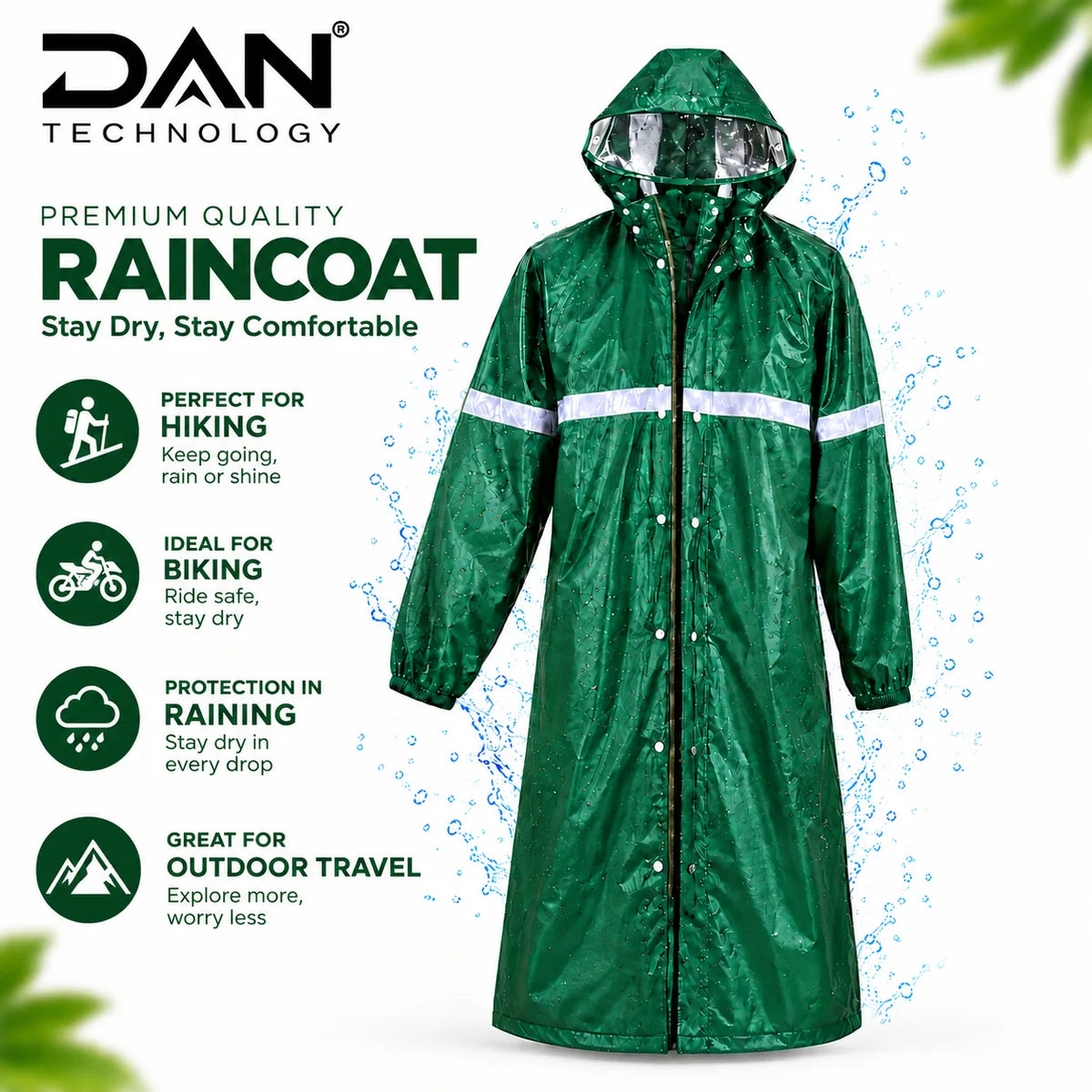 DAN TECHNOLOGY Premium Long Waterproof Raincoat