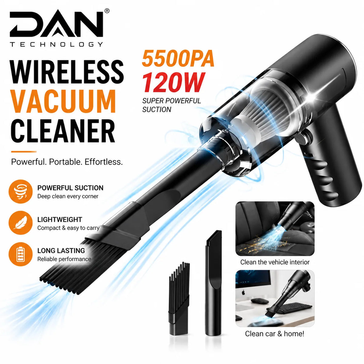 DAN TECHNOLOGY 3-in-1 Portable Mini Vacuum Cleaner